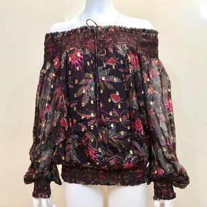 Marchesa Voyage Silk Off-The-Shoulder Blouse